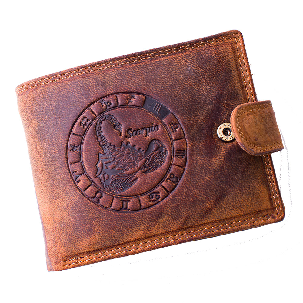 Luxusní pánská kožená peněženka na patent se znamením zvěrokruhu Štír premium kůže Master Pragati Excelent GTI 2550L