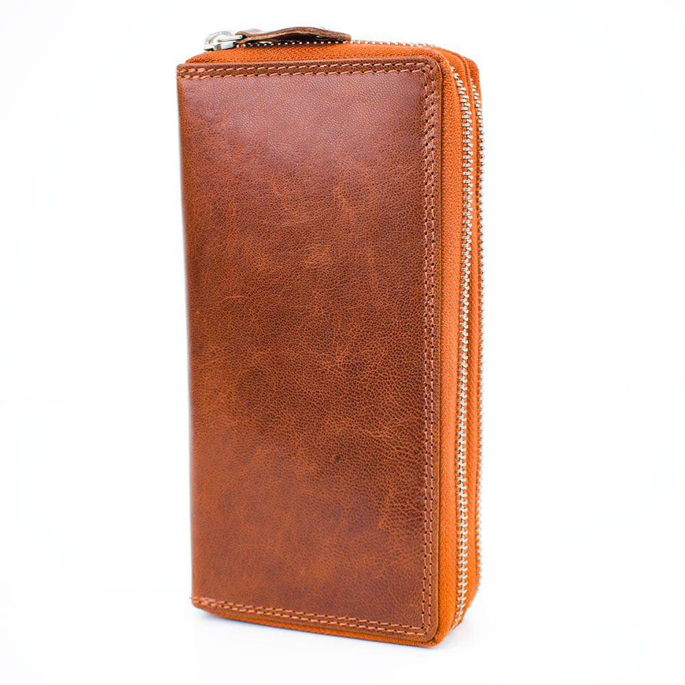 Luxusní dámská kožená peněženka na zip hnědá Just premium kůže Master Pragati Excelent GTI 5456