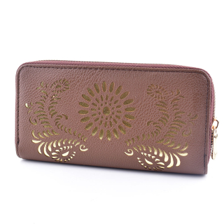 Dámská peněženka s ornamentem na zip tmavá hnědá Lopez G24