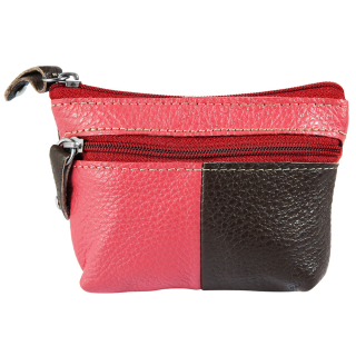Kožené pouzdro na klíče uzavíratelné na zip růžové z pravé kůže Excellanc