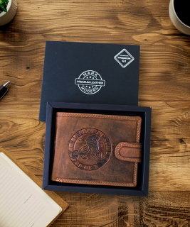 Luxusní pánská kožená peněženka na patent se znamením zvěrokruhu Lev premium kůže Master Pragati Excelent GTI 2550L