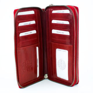 Luxusní dámská kožená peněženka na zip červená Just premium kůže Master Pragati Excelent GTI 5455