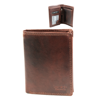 Leonardo Verrelli pánská kožená peněženka na výšku hnědá GL  547