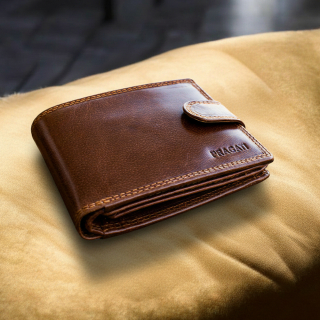 Luxusní pánská kožená peněženka na patent hnědá premium kůže v dárkové krabičce Master Pragati Excelent GTI A-18L