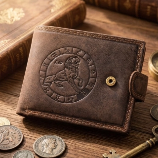 Luxusní pánská kožená peněženka na patent se znamením zvěrokruhu Lev premium kůže Master Pragati Elite GTI 356L