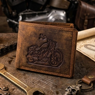 Luxusní pánská kožená peněženka s motorkou hnědá premim kůže Master Pragati Excelent GTI 3318